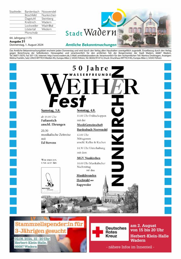Stadt Wadern Titelblatt 31/2024