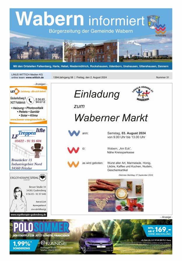 Wabern informiert Titelblatt 31/2024