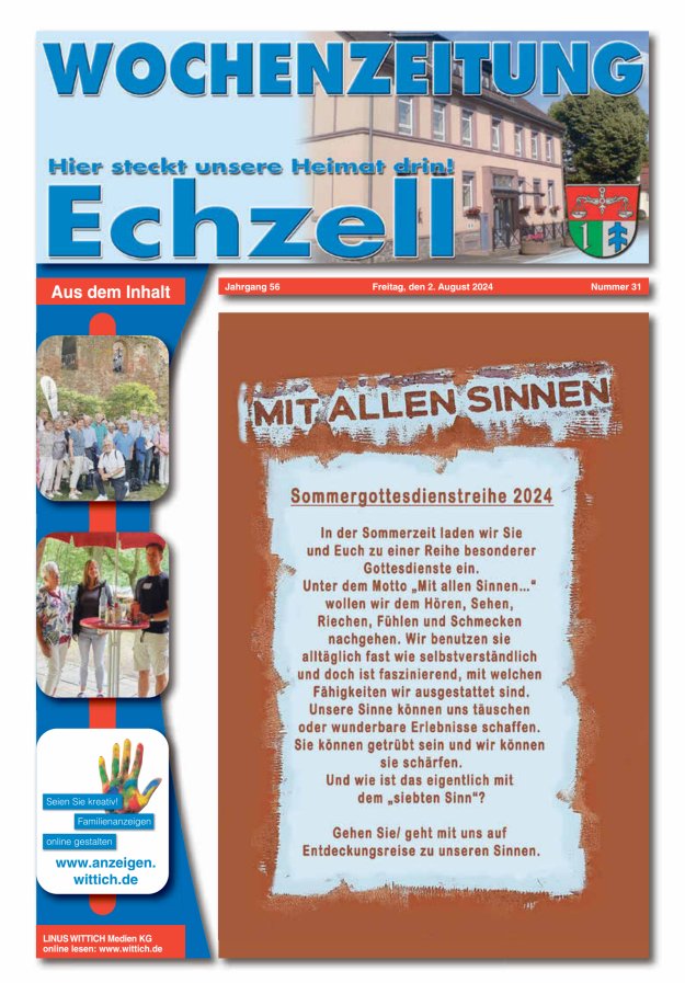 Wochenzeitung für die Gemeinde Echzell Titelblatt 31/2024