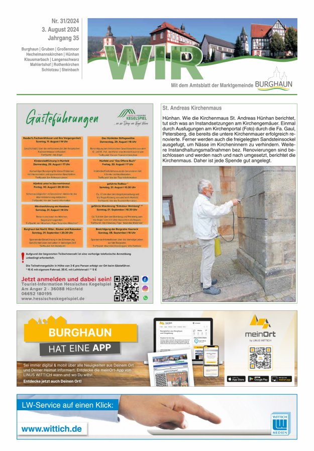 WIR - mit Amtsblatt der Marktgemeinde Burghaun Titelblatt 31/2024