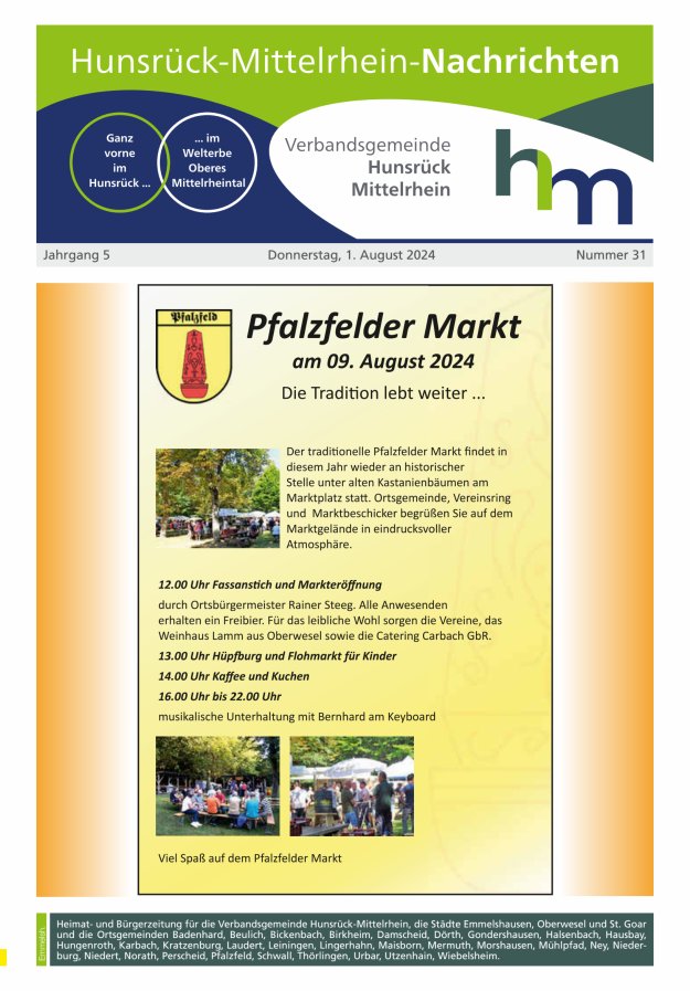 Hunsrück-Mittelrhein Nachrichten Ausgabe Emmelshausen Titelblatt 31/2024