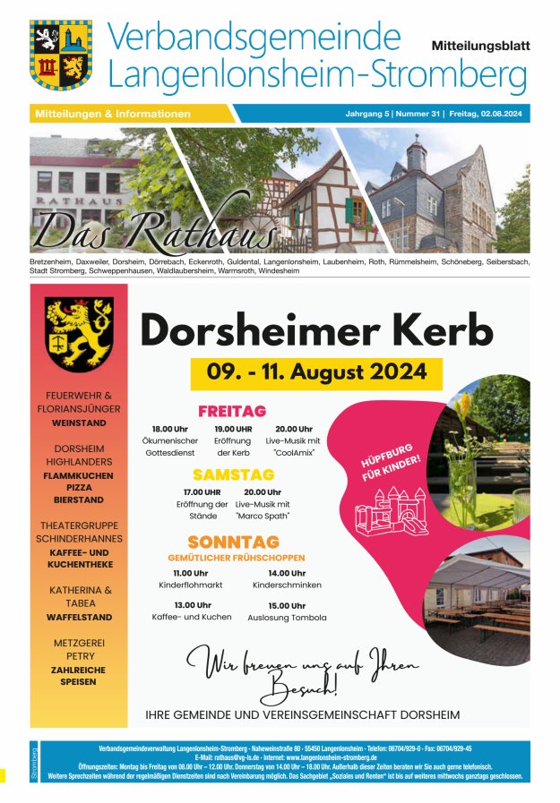 Das Rathaus - MTB d VG Langenlonsheim-Stromberg  Titelblatt 31/2024