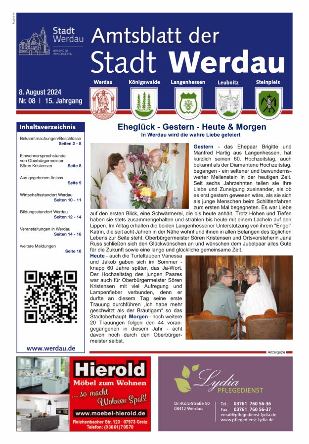 Amtsblatt der Stadt Werdau Titelblatt 08/2024
