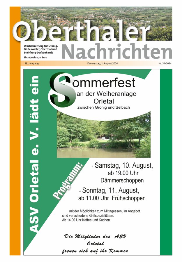 Oberthaler Nachrichten Titelblatt 31/2024