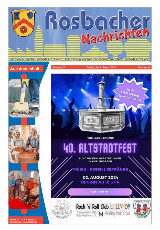 Rosbacher Nachrichten Titelblatt 31/2024