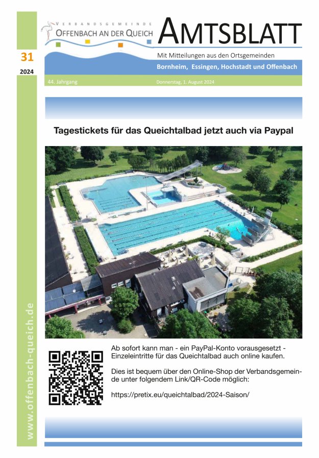 Amtsblatt VG Offenbach an der Queich Titelblatt 31/2024