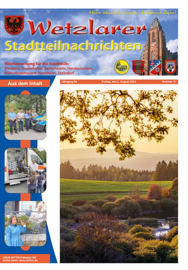 Wetzlarer Stadtteilnachrichten Titelblatt 31/2024