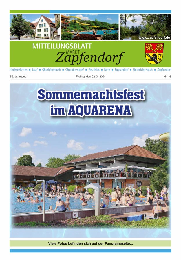 Mitteilungsblatt Markt Zapfendorf Titelblatt 16/2024