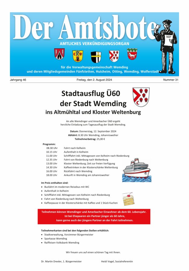 Der Amtsbote - Wemding Verwaltungsgemeinschaft Titelblatt 31/2024