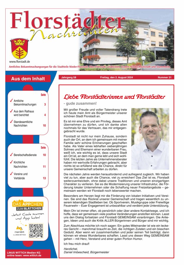 Florstädter Nachrichten Titelblatt 31/2024