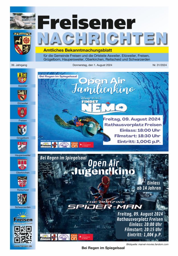 Freisener Nachrichten Titelblatt 31/2024
