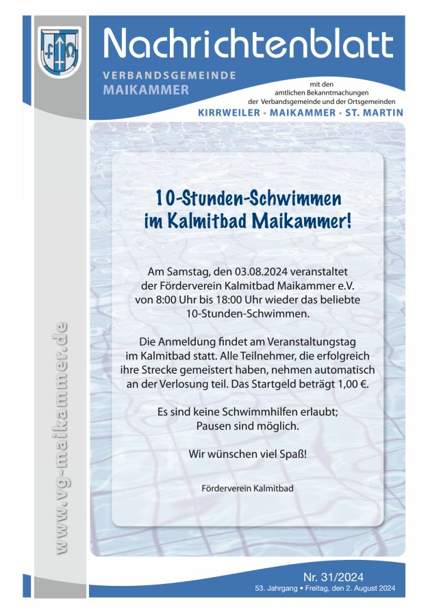 Nachrichtenblatt VG Maikammer Titelblatt 31/2024