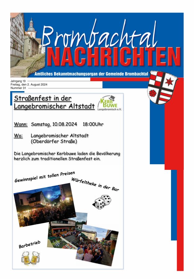 Brombachtal-Nachrichten Amtsblatt der Gemeinde Brombachtal Titelblatt 31/2024
