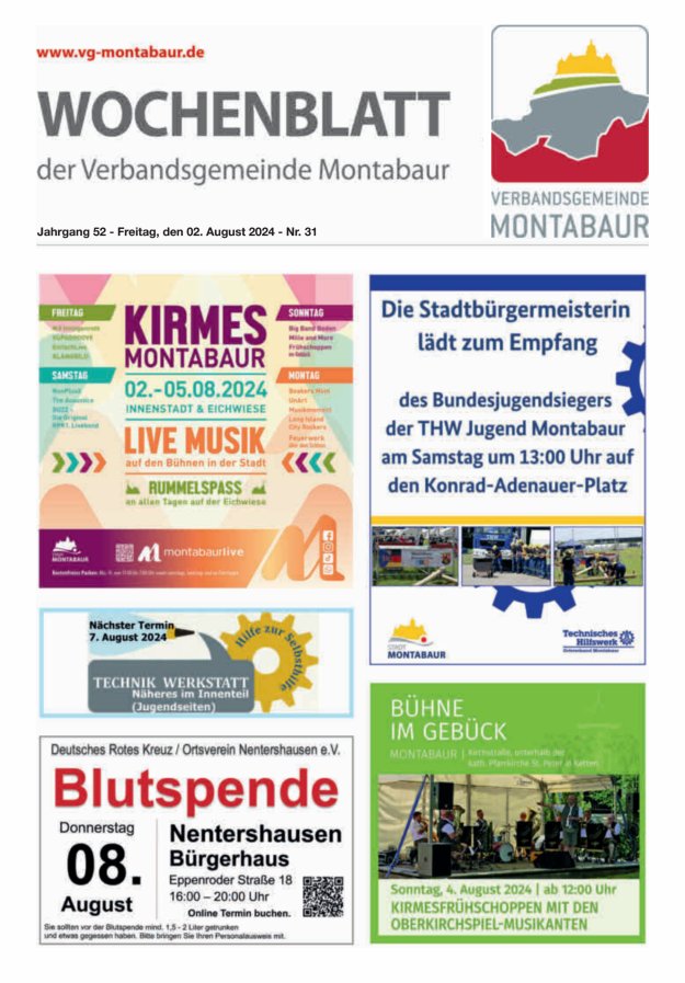 Wochenblatt der Verbandsgemeinde Montabaur Titelblatt 31/2024