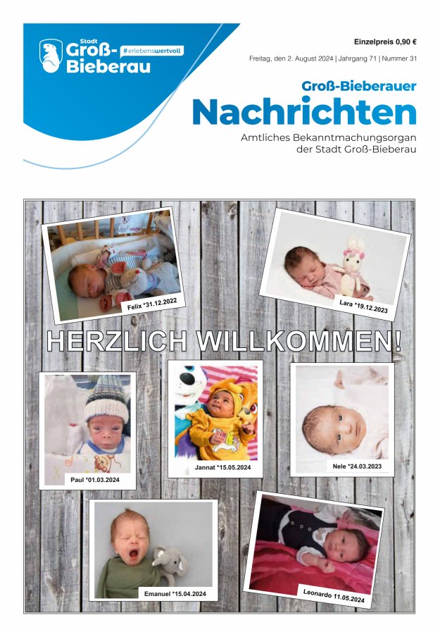 Groß-Bieberauer Nachrichten Titelblatt 31/2024