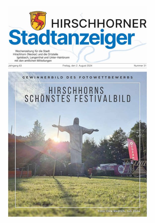 Hirschhorner Stadtanzeiger Titelblatt 31/2024