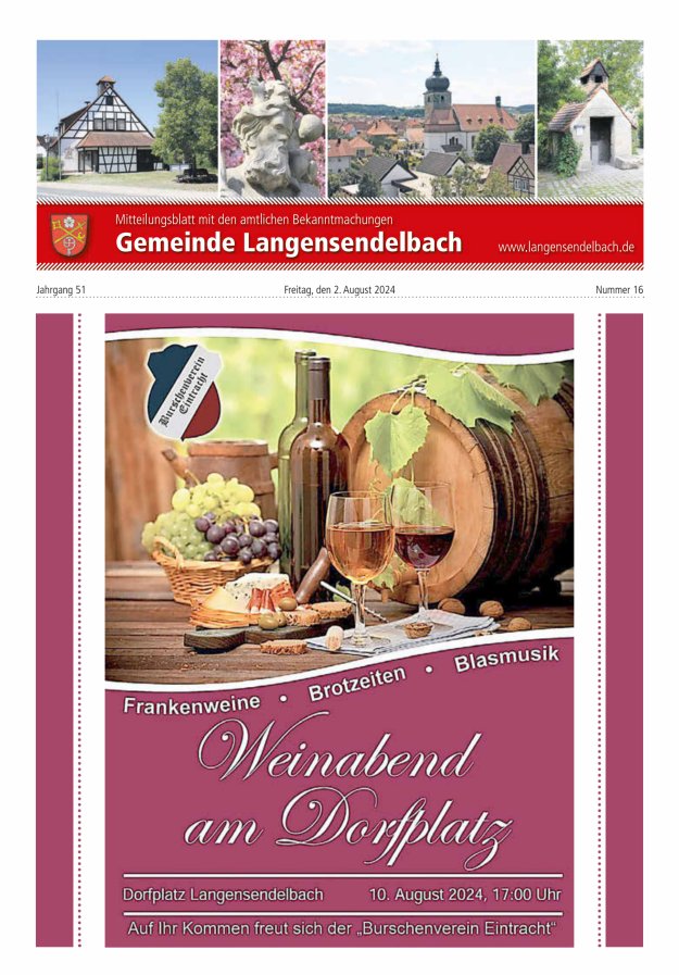 Mitteilungsblatt - Gemeinde Langensendelbach Titelblatt 16/2024