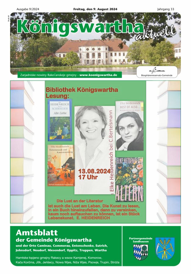 Königswartha aktuell - Amtsblatt der Gemeinde Königswartha Titelblatt 09/2024