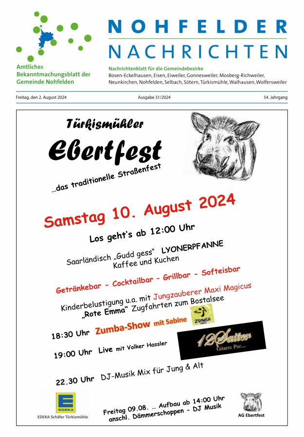 Nohfelder Nachrichten Titelblatt 31/2024