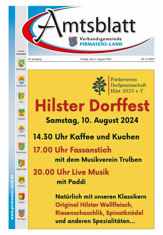 Amtsblatt VG Pirmasens-Land Titelblatt 31/2024