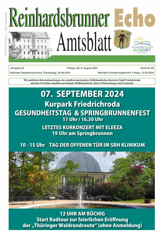 Reinhardsbrunner Echo Titelblatt 08/2024