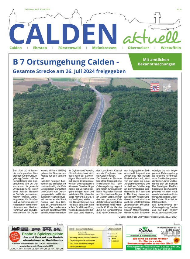 Calden aktuell Titelblatt 16/2024