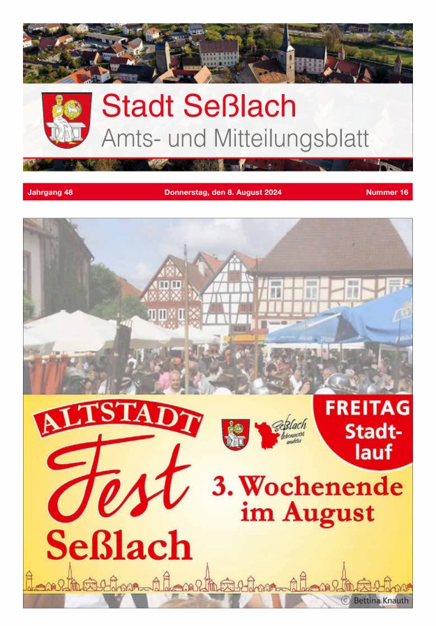 Amts- und Mitteilungsblatt Stadt Seßlach Titelblatt 16/2024