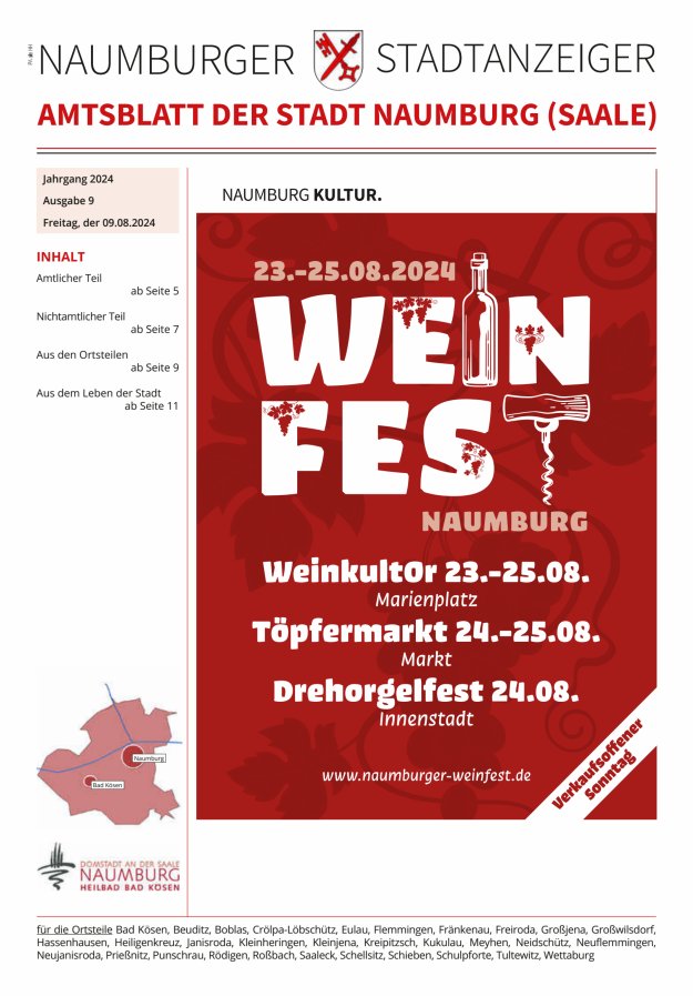 Amtsblatt der Stadt Naumburg (Saale) Titelblatt 09/2024