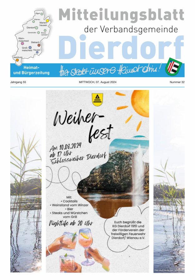 Mitteilungsblatt der Verbandsgemeinde Dierdorf Titelblatt 32/2024