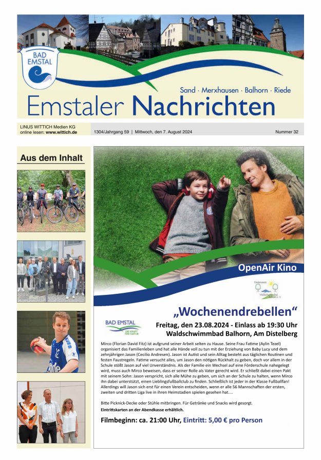 Emstaler Nachrichten Titelblatt 32/2024