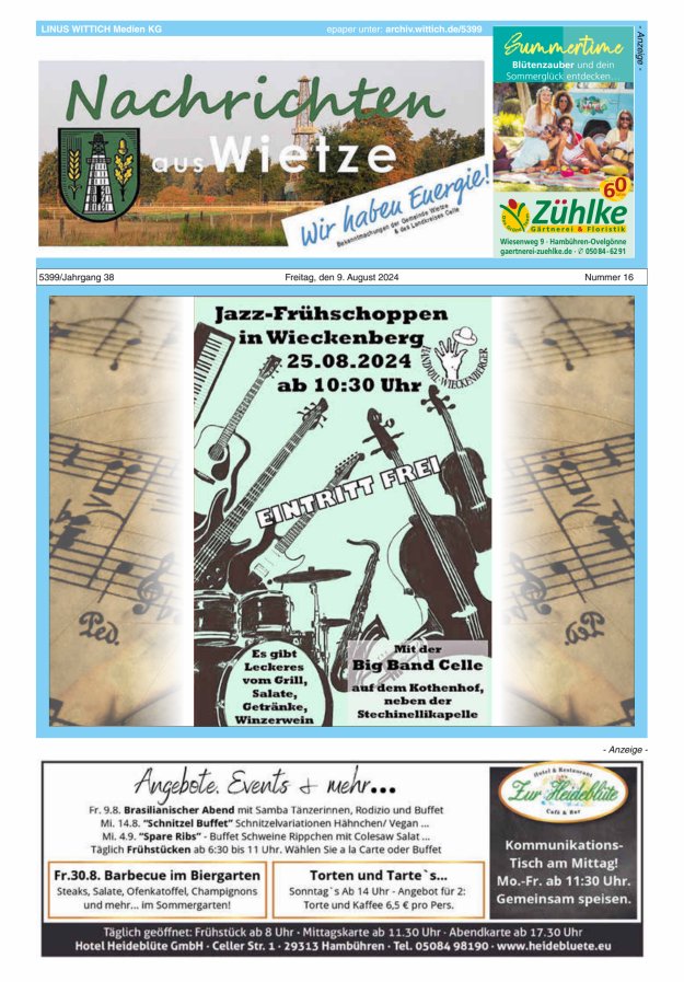 Nachrichten aus Wietze Titelblatt 16/2024
