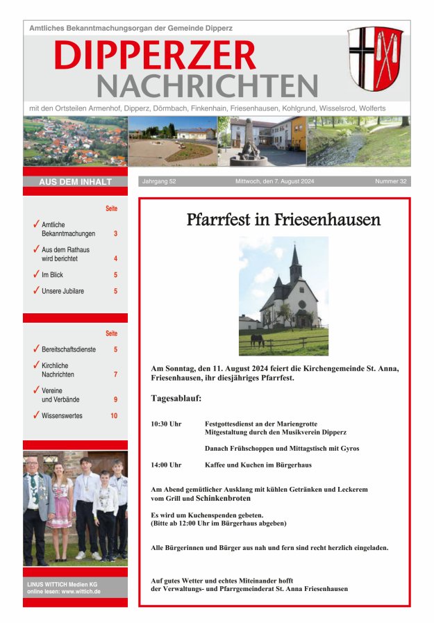 Dipperzer Nachrichten Titelblatt 32/2024