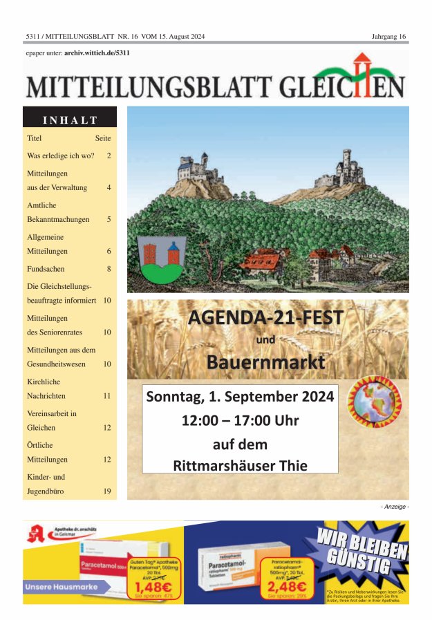 Mitteilungsblatt Gleichen Titelblatt 16/2024