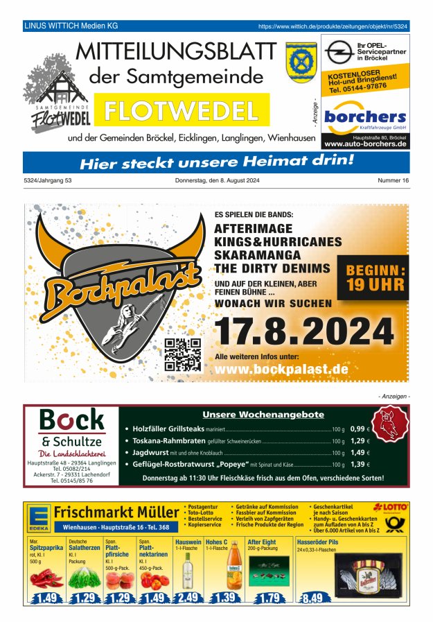 Mitteilungsblatt der Samtgemeinde Flotwedel Titelblatt 16/2024