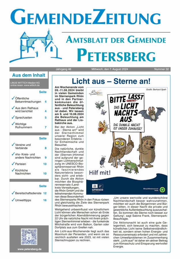 Amtsblatt Blickpunkt Petersberg Titelblatt 32/2024