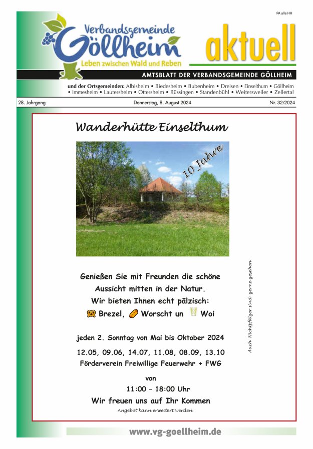 Verbandsgemeinde Göllheim aktuell Titelblatt 32/2024