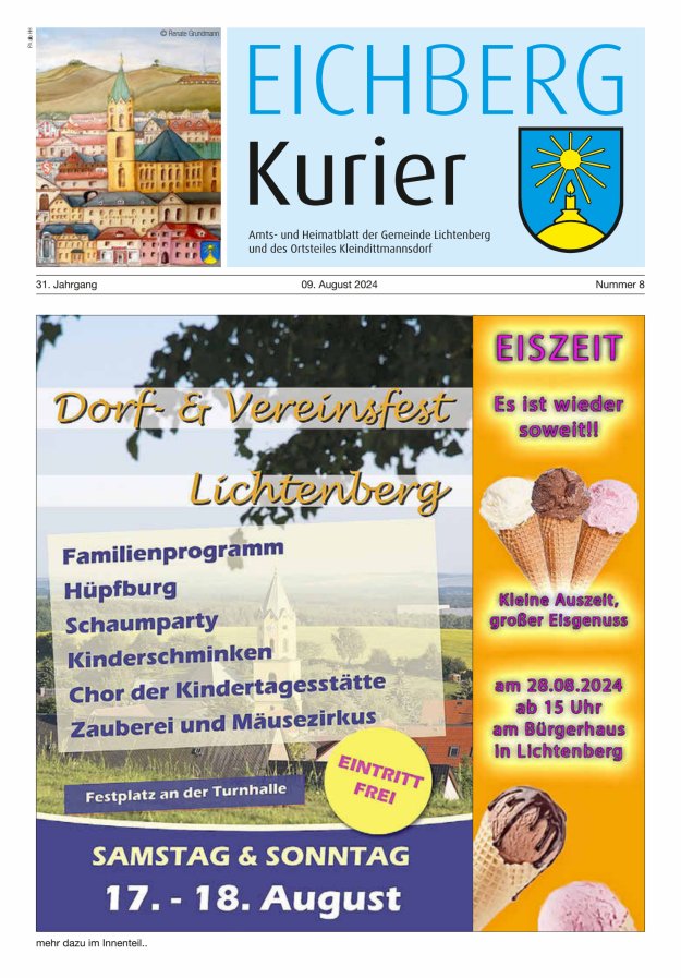 Eichberg-Kurier - Amts- und Heimatblatt der Gemeinde Lichtenberg Titelblatt 08/2024