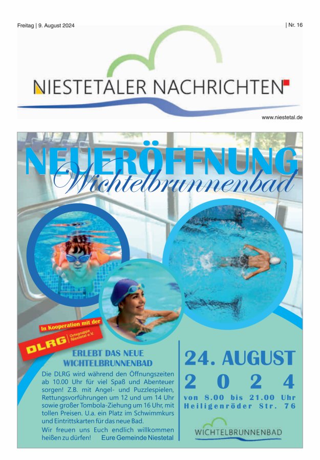 Niestetaler Nachrichten Titelblatt 16/2024
