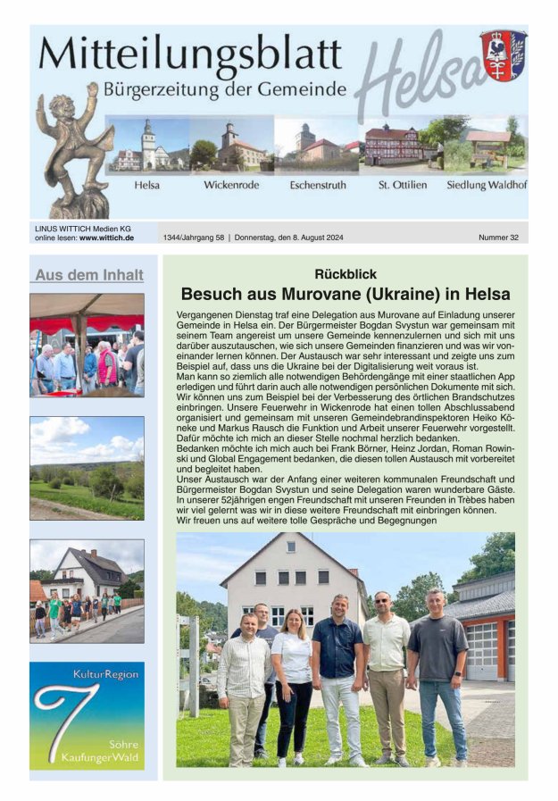 Mitteilungsblatt Helsa Titelblatt 32/2024