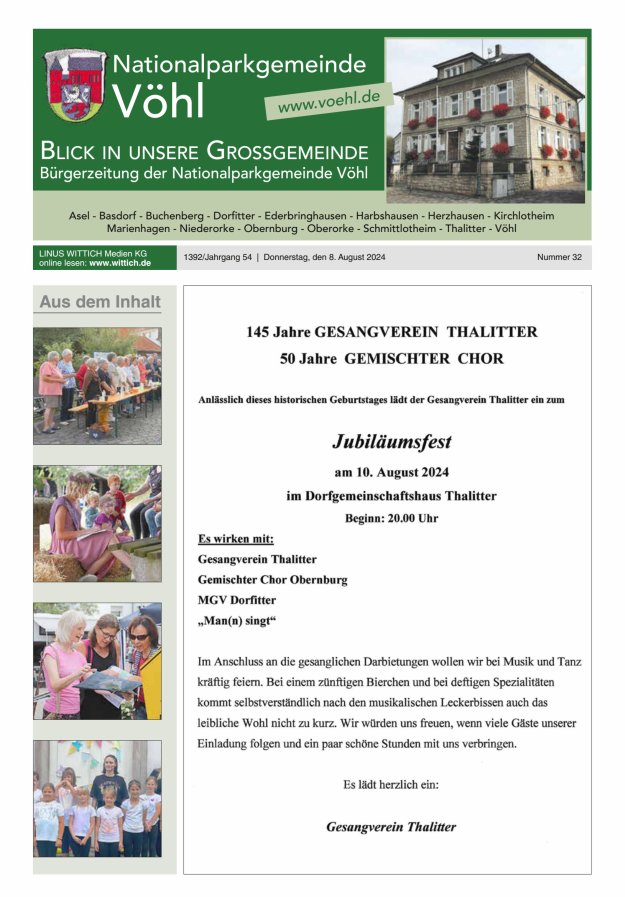 Blick in unsere Grossgemeinde Titelblatt 32/2024