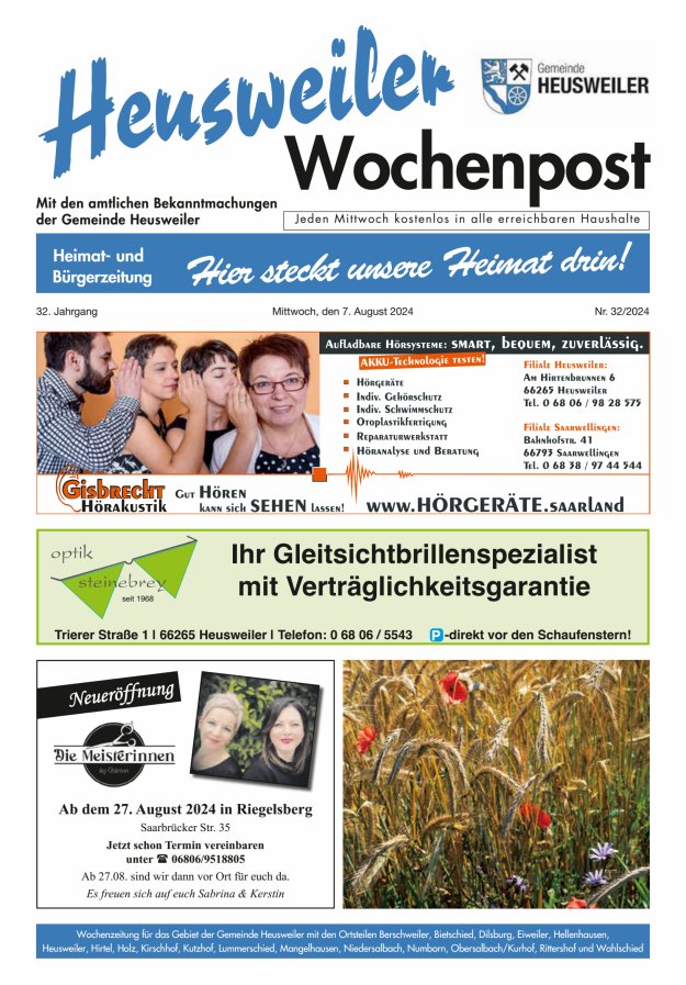 Heusweiler Wochenpost Titelblatt 32/2024
