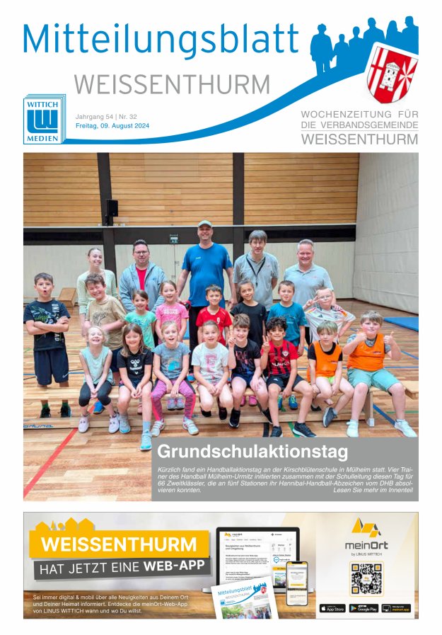 Mitteilungsblatt für den Bereich der Verbandsgemeinde Weißenthurm Titelblatt 32/2024
