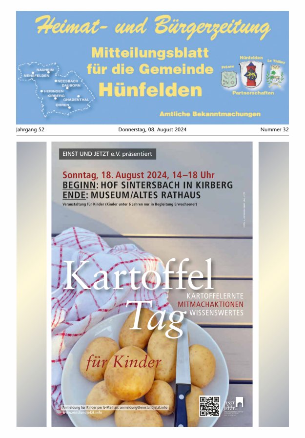 Mitteilungsblatt für die Gemeinde Hünfelden Titelblatt 32/2024