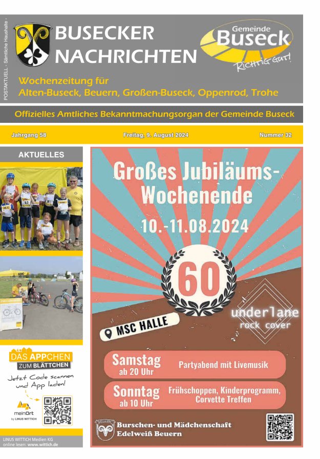 Busecker Nachrichten Titelblatt 32/2024