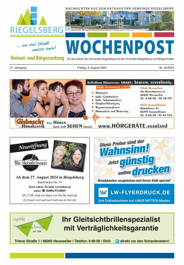 Riegelsberger Wochenpost Titelblatt 32/2024