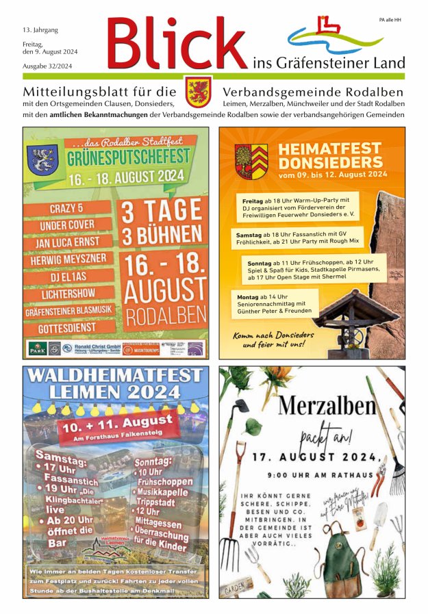 Blick ins Gräfensteiner Land VG Rodalben Titelblatt 32/2024