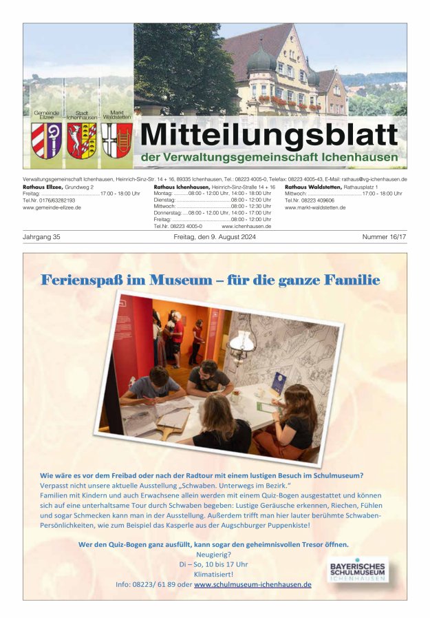 Mitteilungsblatt der Verwaltungsgemeinschaft Ichenhausen Titelblatt 16/2024