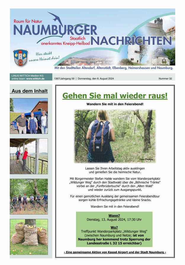 Naumburger Nachrichten Titelblatt 32/2024