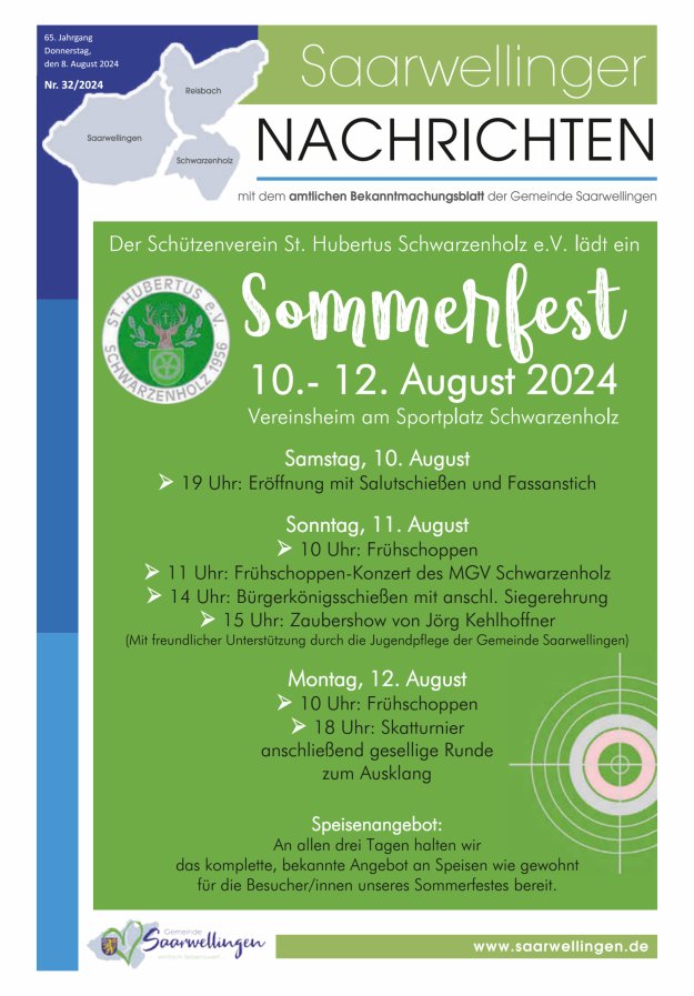 Saarwellinger Nachrichten Titelblatt 32/2024