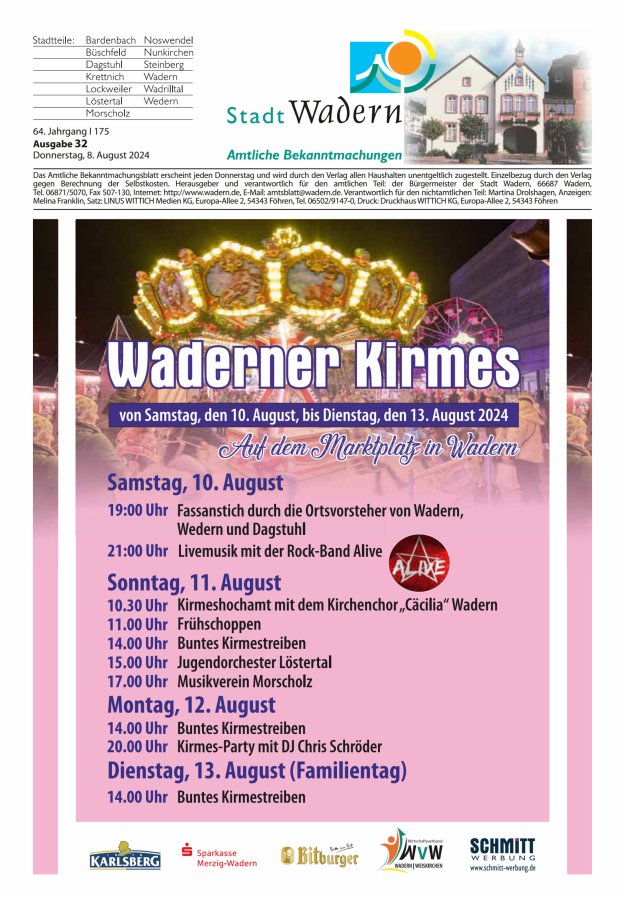 Stadt Wadern Titelblatt 32/2024
